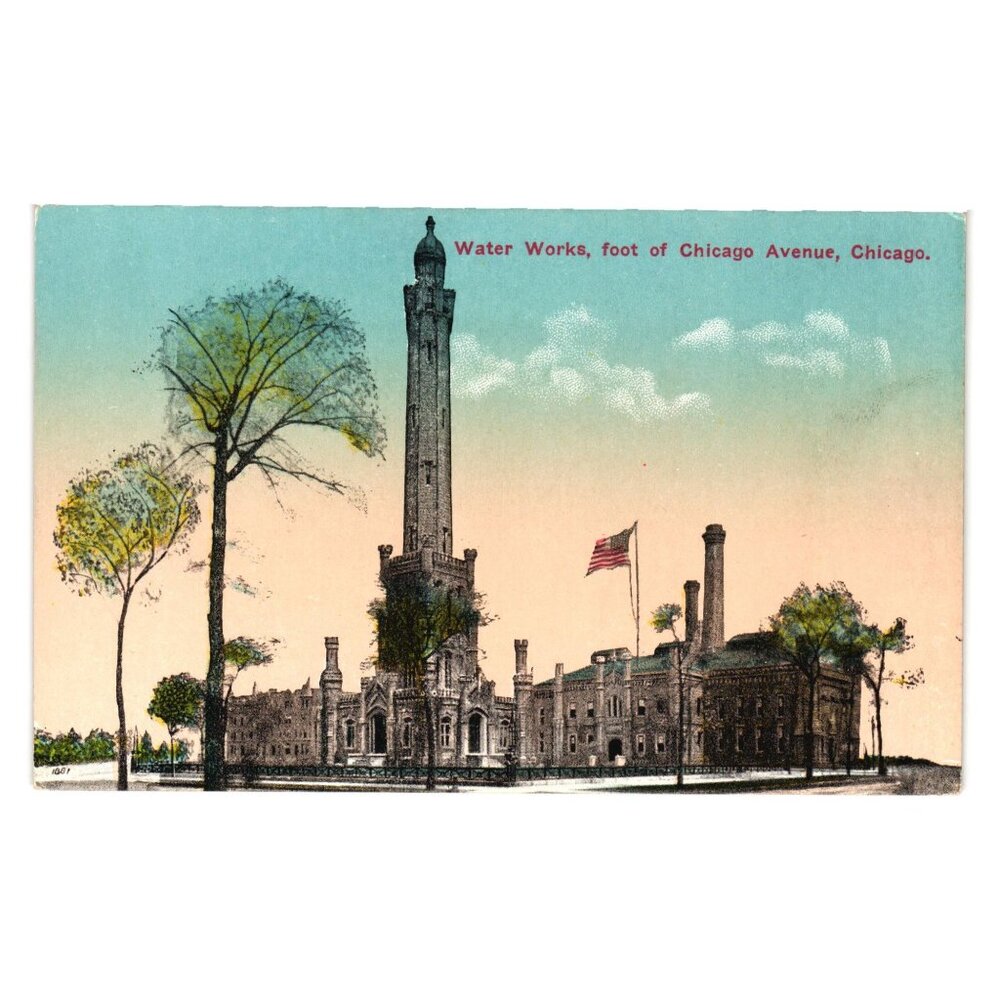 Water Works Chicago Avenue Postcard Vintage Gerson Bros Published Roadside